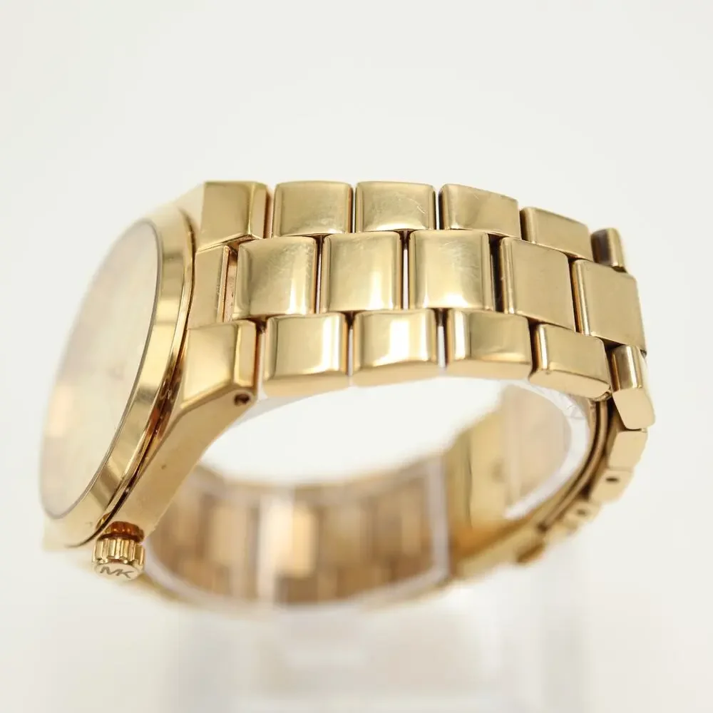 Michael Kors Channing Gold Tone Glitter 36mm Watch Steel MK6623 w New Battery